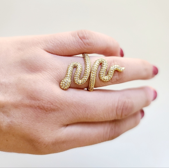 Snake Stackable Ring. 14K Gold Plated. New - Picture 4 of 8